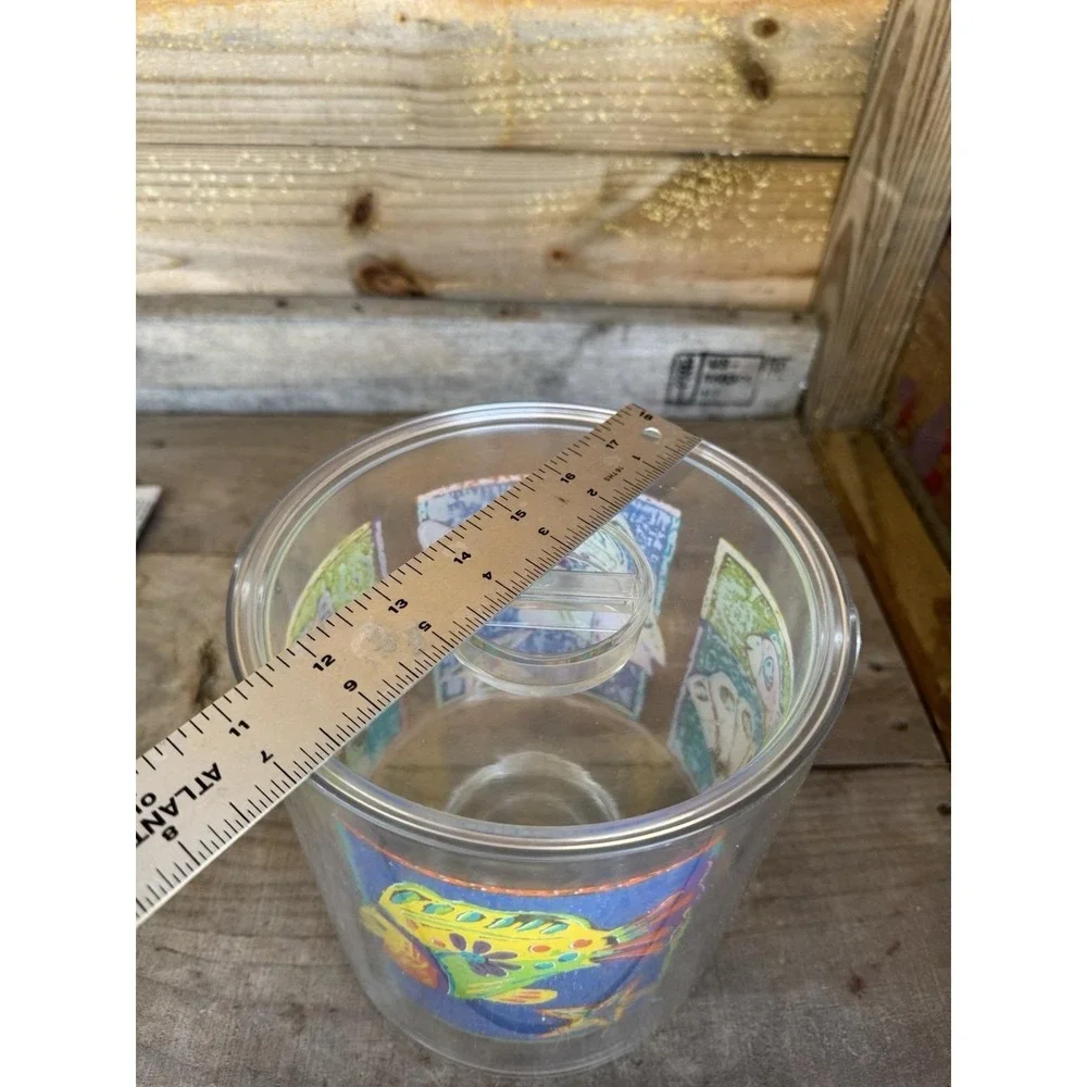 Vintage 90s Clear Ice Bucket Tropical Fish Retro‎ Beach Party With Lid